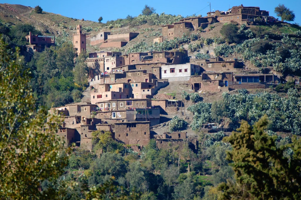A Berber village terraced on a High Atlas mountainside